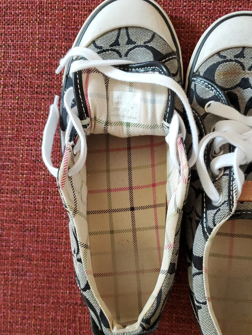 Coach Barrett Signature Canvas Lace-Up Sneakers in Black and White Sz 8